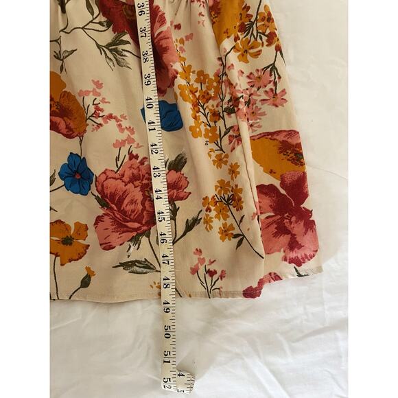 Shein Boho Collar Button Front Ruffle Hem Flounce Floral Maxi Dress XS - Picture 3 of 8